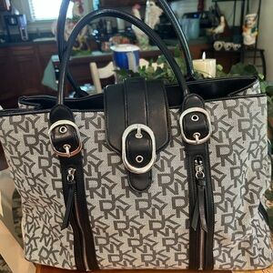 DKNY Black and Gray Tote Bag